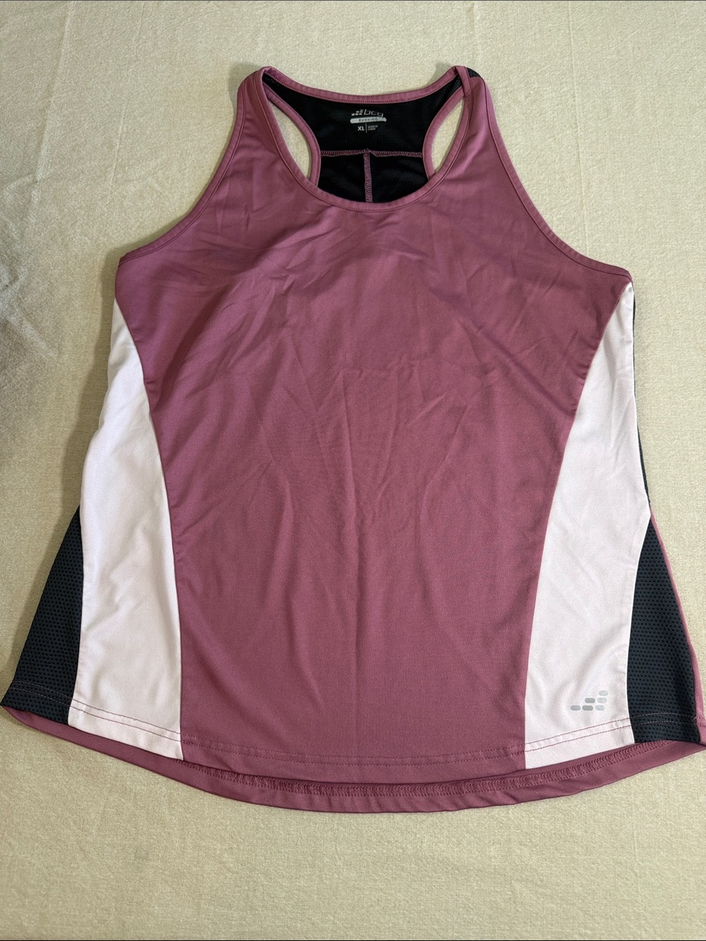BCG Running Women’s XL Mauve Pink Black Racerback Athletic Tank Top